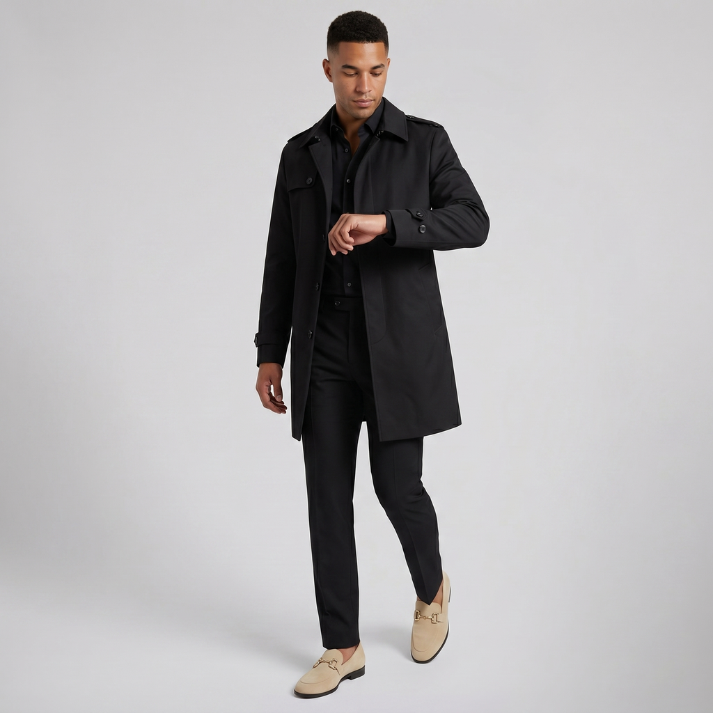 Men's Suede Loafers, Gold Detail