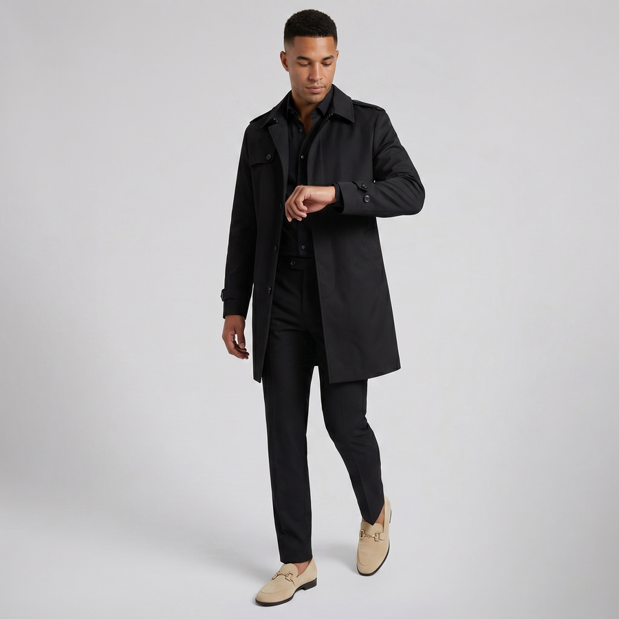Men's Suede Loafers – Gold Detail