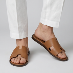 Men's Slide Sandals – Tan Cut-Out