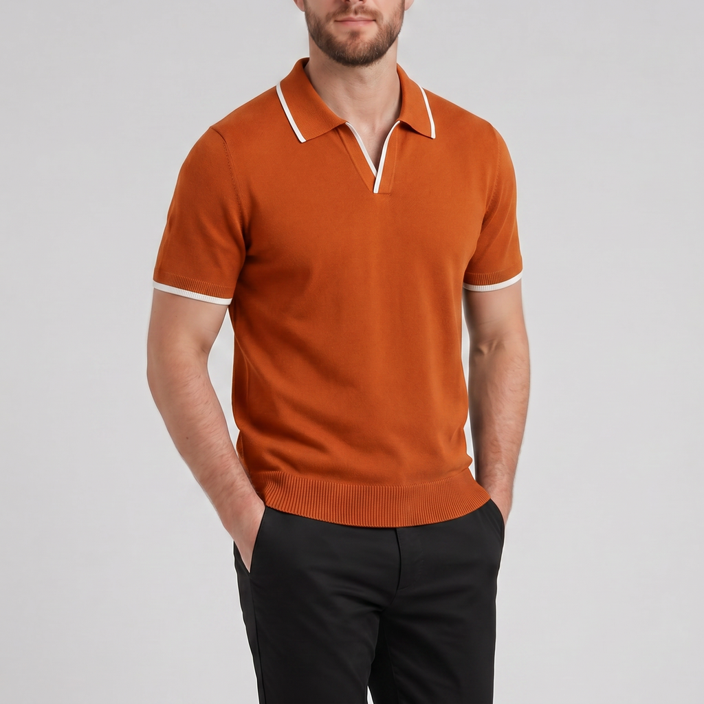 Men's Knit Polo Shirt – Tonal Contrast