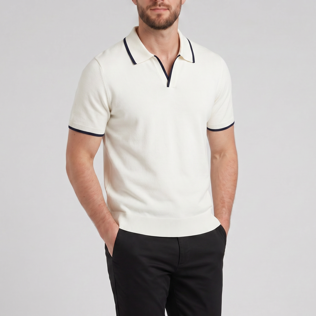 Men's Knit Polo Shirt – Tonal Contrast