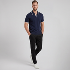 Men's Knit Polo Shirt, Tonal Contrast