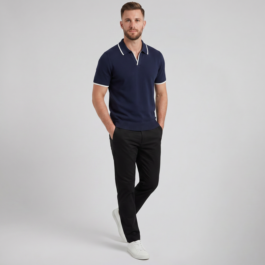 Men's Knit Polo Shirt – Tonal Contrast