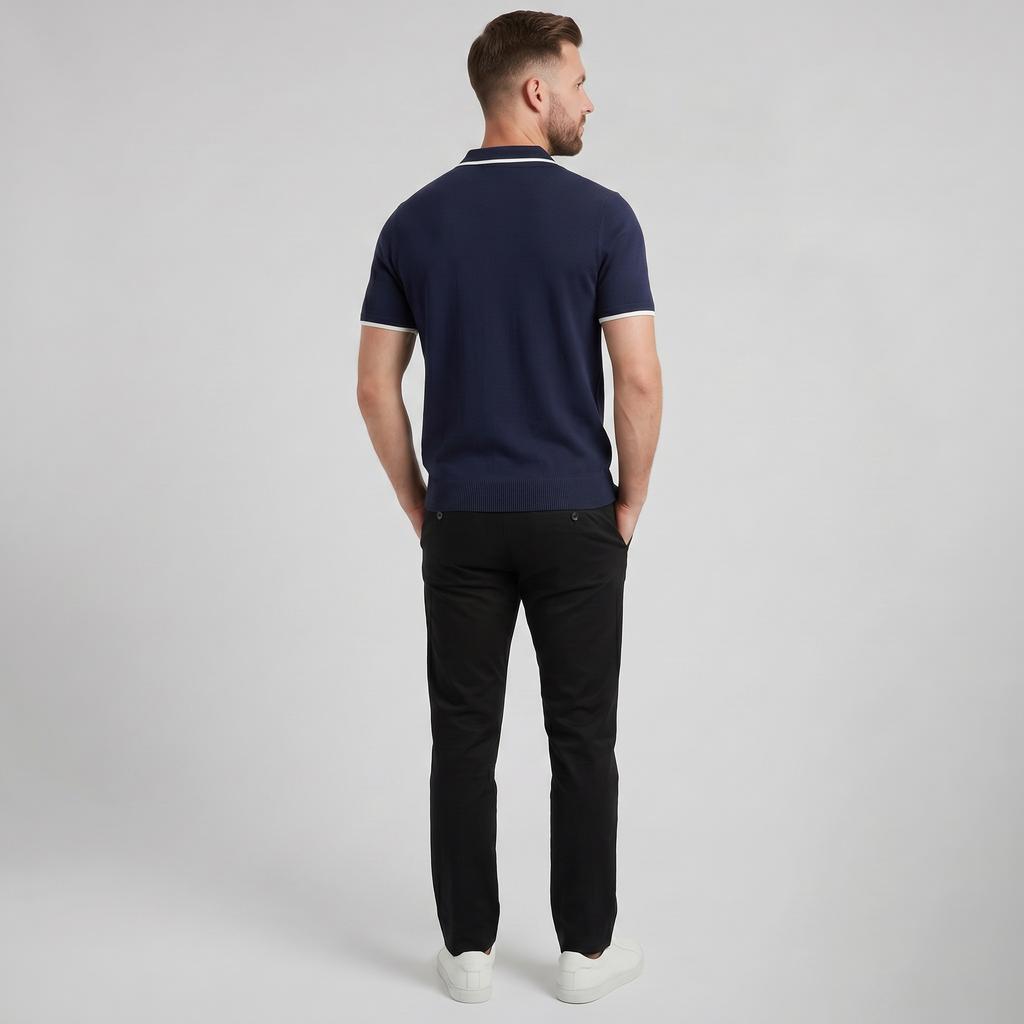 Men's Knit Polo Shirt – Tonal Contrast