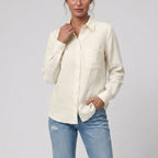 Women's Long-Sleeve Cotton Top – Button Down