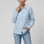 Women's Long-Sleeve Cotton Top, Button Down