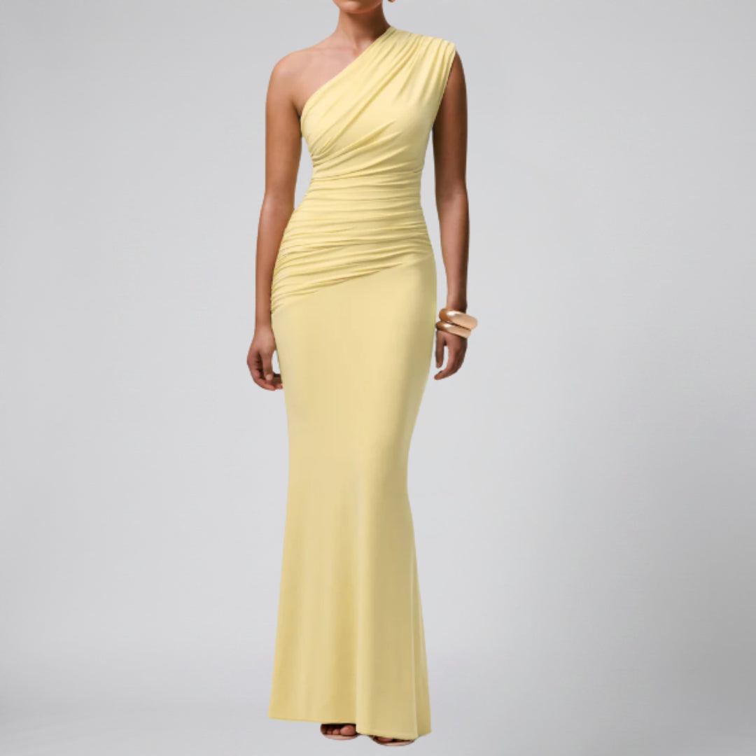 Women's One-Shoulder Maxi Dress – Ruched