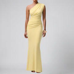 Women's One-Shoulder Maxi Dress – Ruched