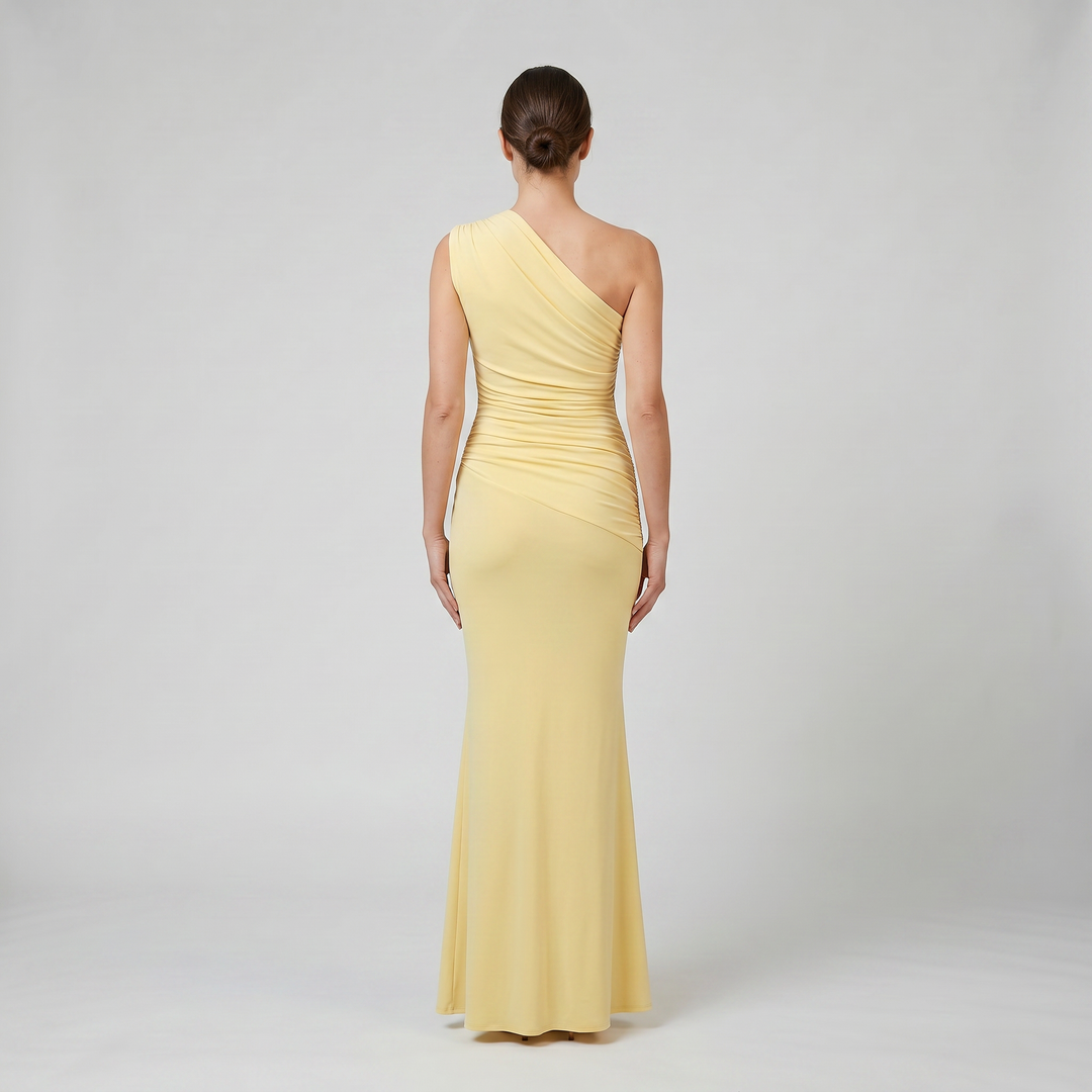 Women's One-Shoulder Maxi Dress – Ruched