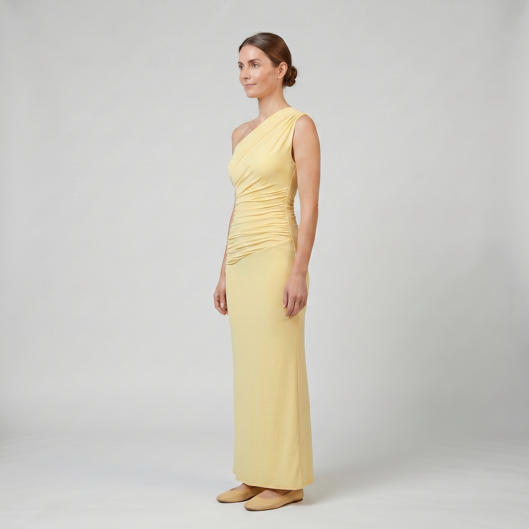 Women's One-Shoulder Maxi Dress – Ruched