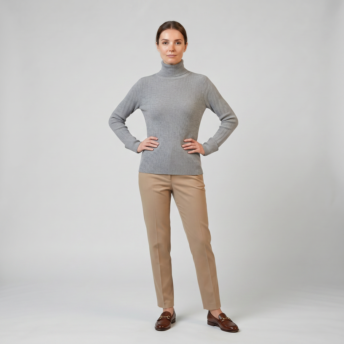 Women's Cashmere Turtleneck Sweater, Ribbed