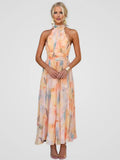 Women’s Elegant Midi Dress with Halter Neck